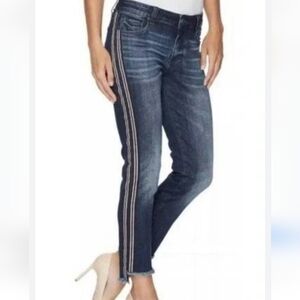 KUT Jeans, Black & White Strip, Skinny Dark Wash, Size 10